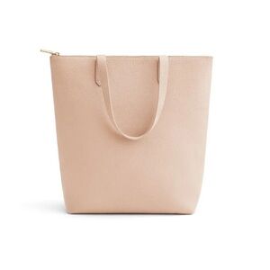 Cuyana Tall Structured Leather Zipper Tote Blush